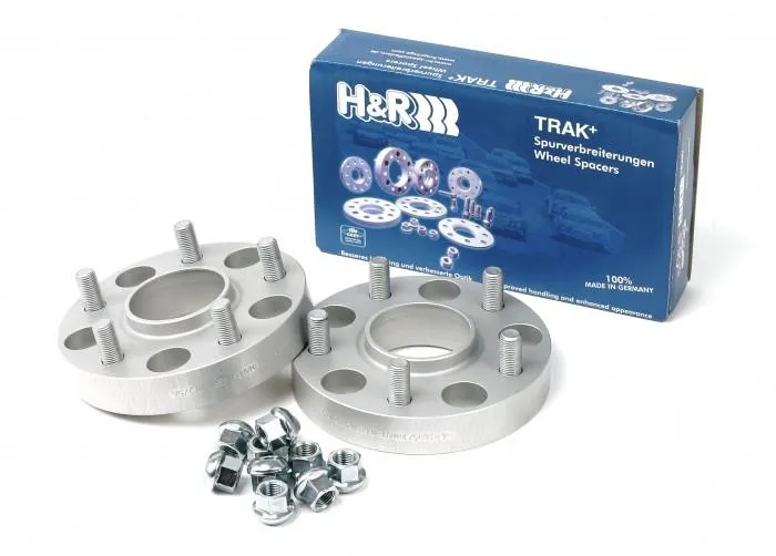 H&R Trak+ 10 mm DRS -pyöräadapteri, pulttikuvio 5/114.3, keskiöaukko 66,2 mm, kiertotappikierre 12x1.25 – musta
