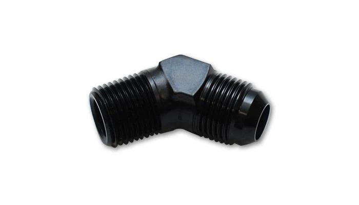 Vibrant -10AN Bulkhead Adapter 45 Degree Elbow Fitting - Anodized Black Only