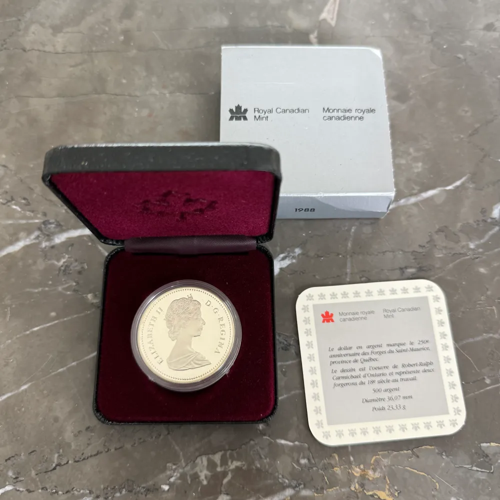 1 Kanadan dollari 1988 Les Forges du Saint-Maurice Ruukin hopeakolikko