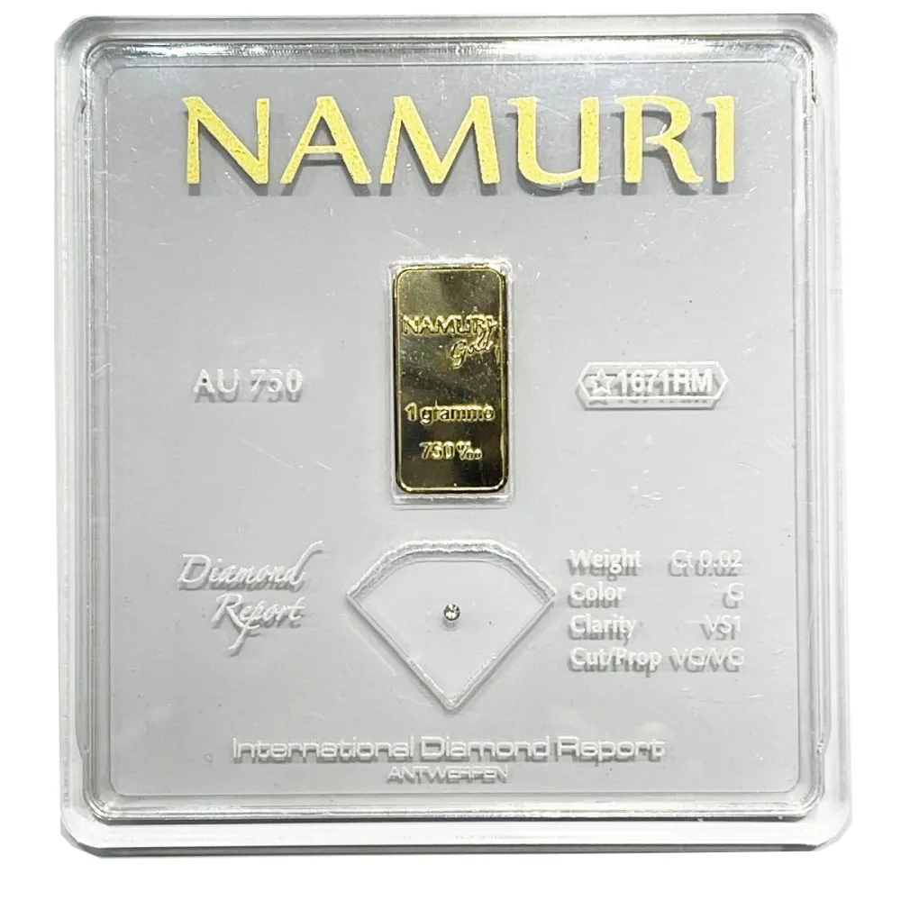 Namuri 1 gramman kultaharkko 18 kilotonnia timantti 0,02 ct G VS1 NDJ/G02GVS