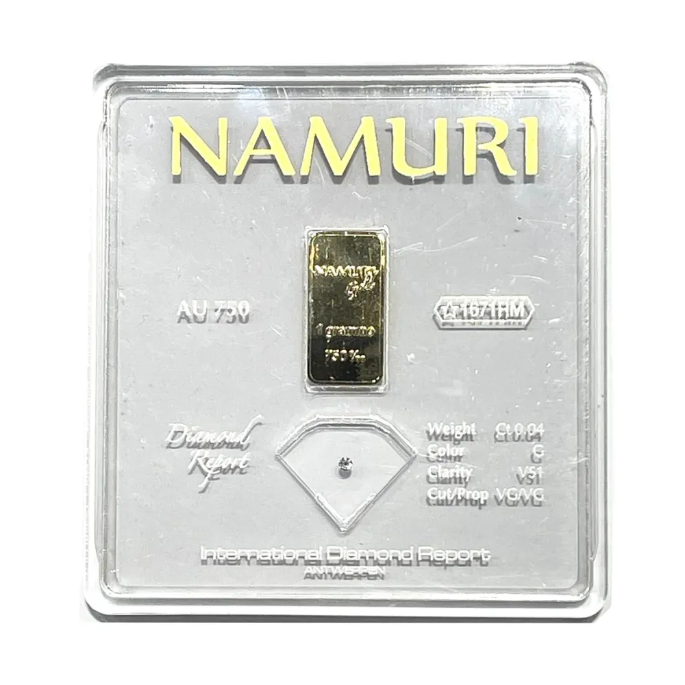 Namuri 1 gramman kultaharkko 18 kilotonnia timantti 0,04 ct G VS1 NDJ/G04GVS