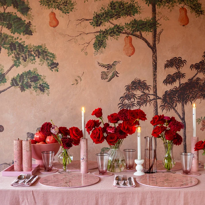 Pinkki pieni Chinoiserie-tarjotin