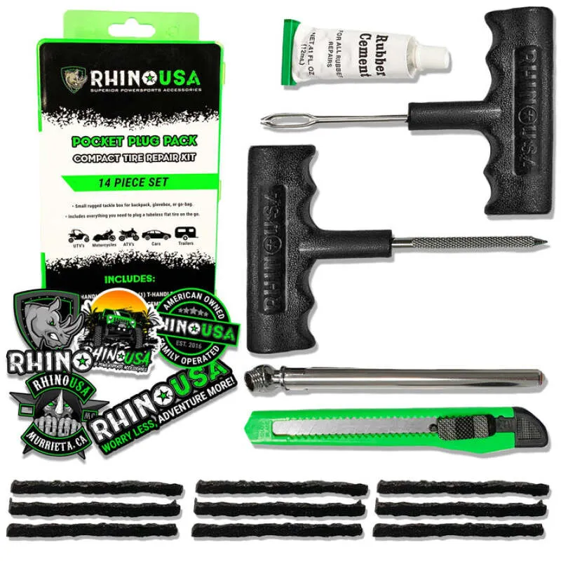 Rhino USA 14-Piece Compact Tire Repair Plug Kit