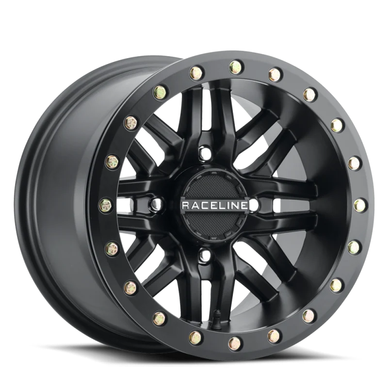 Raceline A91B Ryno 15x8in / 4x137 BP / 10mm Offset / 110.18mm Bore - Satin Black Beadlock Wheel